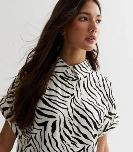 White Zebra Print Short Sleeve Shirt New Look
