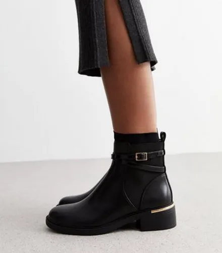 Wide Fit Black Leather-Look Chelsea Boots New Look