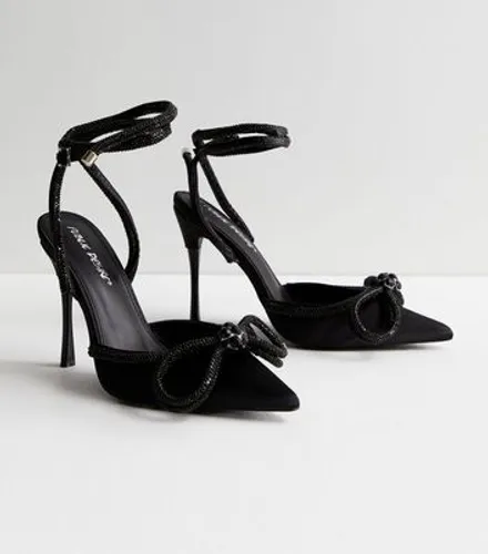 Wide Fit Public Desire Black Diamanté Stiletto Heel Court Shoes New Look