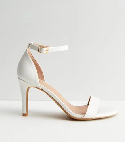 Wide Fit White Leather-Look Stiletto Heel Sandals New Look