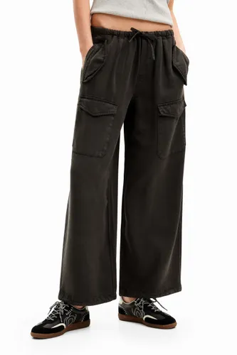 Wide-leg cargo trousers - BLACK - S