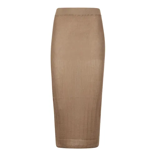 Wild Cashmere , Ribbed Long Skirt ,Beige female, Sizes: