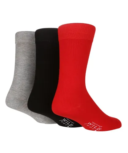 Wildfeet Wild Feet - 3 Pack Mens Breathable Plain Coloured Bamboo Socks - Ruby Viscose