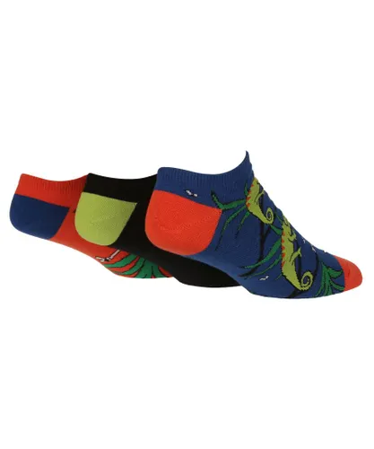 Wildfeet Wild Feet - 3 Pack Mens Novelty Patterned Cotton Trainer Socks - Blue