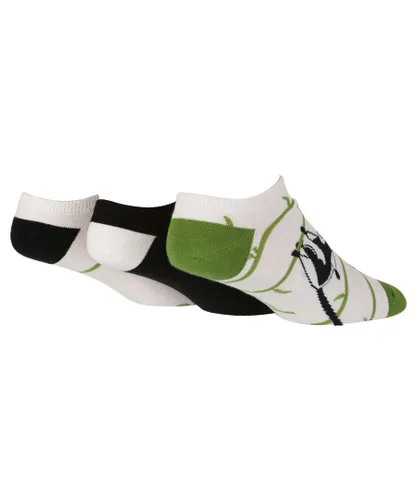 Wildfeet Wild Feet - 3 Pack Mens Novelty Patterned Cotton Trainer Socks - Cream