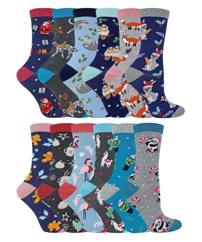 Wildfeet Womens - 12 Days Advent Calendar Socks In Christmas Gift Box - 12 of Xmas - Multicolour Cotton