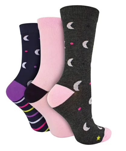 Wildfeet Womens Wild Feet - 3 Pack Ladies Breathable Patterned Bamboo Socks - H&T - Charcoal