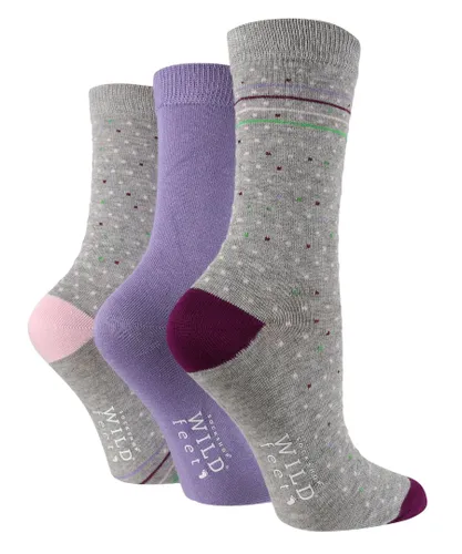 Wildfeet Womens Wild Feet - 3 Pack Ladies Breathable Patterned Bamboo Socks - H&T - Grey
