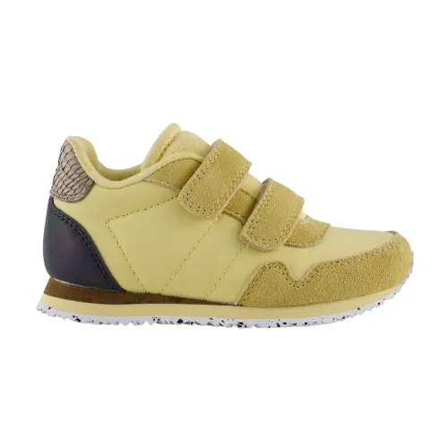 Woden , Colorful Kids Sneakers with Velcro Straps and Metal Heel ,Green male, Sizes: