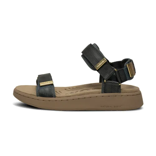 Woden , Comfortable Line Sandal with Adjustable Straps and Natural Soft Technology ,Black female, Sizes: