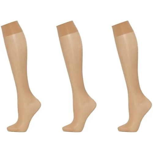 Wolford Satin touch 3 pair pack 20 denier knee high socks - Beige
