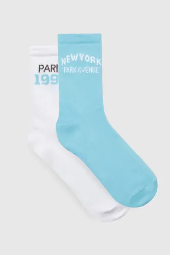 Womens 2 Pack City Sports Socks - Blue - One Size, Blue