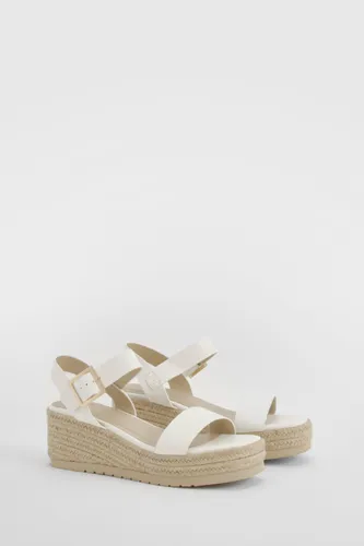 Womens 2 Part Espadrille Low Wedges - White - 8, White