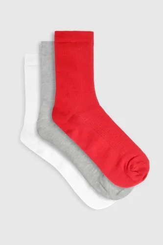 Womens 3 Pack Ribbed Socks - Multi - One Size, Multi
