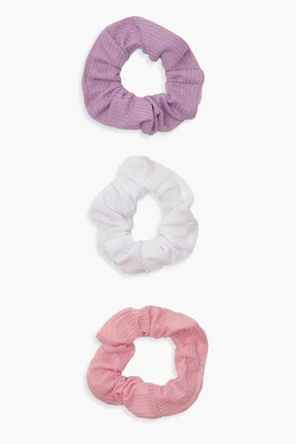 Womens 3 Pack Scrunchies - Pink - One Size, Pink