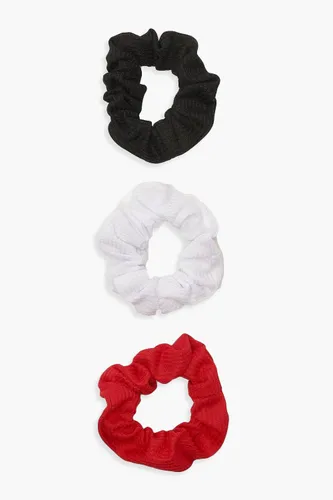 Womens 3 Pack Scrunchies - Red - One Size, Red