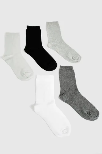 Womens 5 Pack Monochrome Crew Socks - Black & White - One Size, Black & White