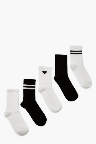 Womens 5 Pack Sports Socks - Grey - One Size, Grey