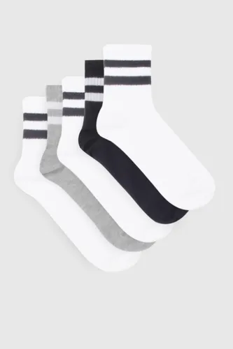 Womens 5 Pack Striped Ankle Socks - Multi - One Size, Multi