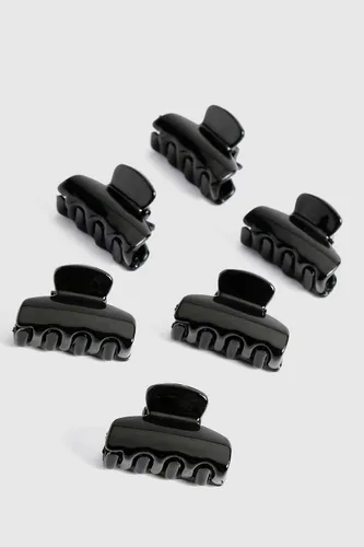 Womens 6 Pack Mini Claw Clips - Black - One Size, Black