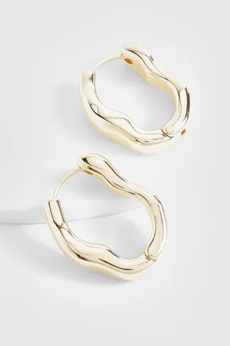 Womens Abstract Wavy Hoop Earrings - Gold - One Size, Gold