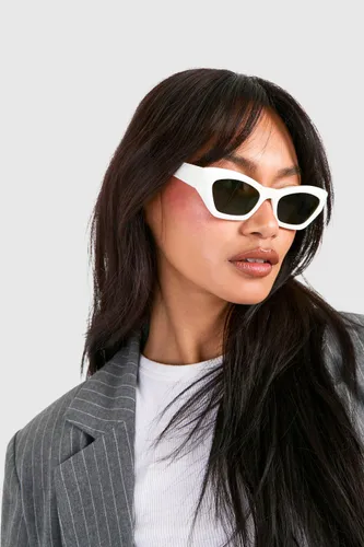 Womens Angular White Frame Sunglasses - One Size, White