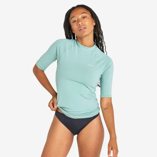 Women's Anti-uv Short-sleeve Surf Top T-shirt 100 - Light Khaki