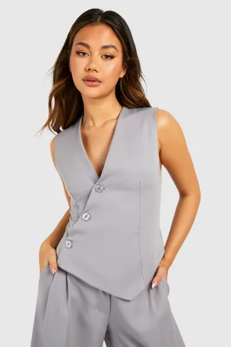 Womens Asym Adjustable Back Waistcoat - Grey - 8, Grey