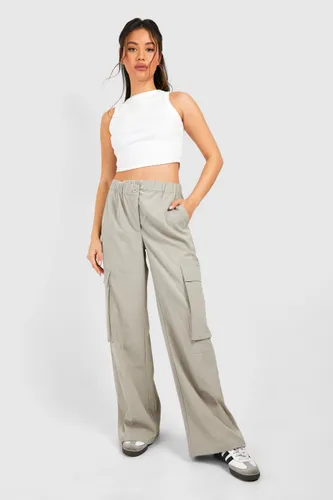 Womens Asymmetric Waistband Detail Cargo Trouser - Grey - 6, Grey