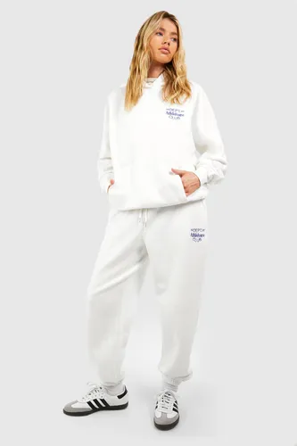 Womens Athleisure Club Embroidered Hooded Tracksuit - Cream - S, Cream
