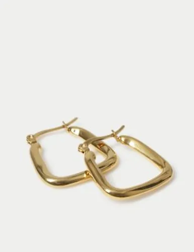 Womens Autograph Waterproof Stainless Steel Square Hoop Earrings - Gold, Gold