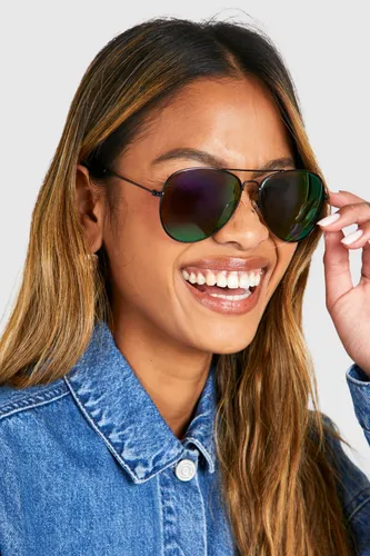 Womens Aviator Tinted Frame Sunglasses - Black - One Size, Black