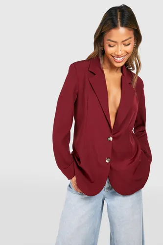 Womens Basic Double Button Single Breasted Oversized Blazer - Red - 6, Red