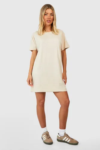 Womens Basic Oversized T-Shirt Dress - Beige - 12, Beige