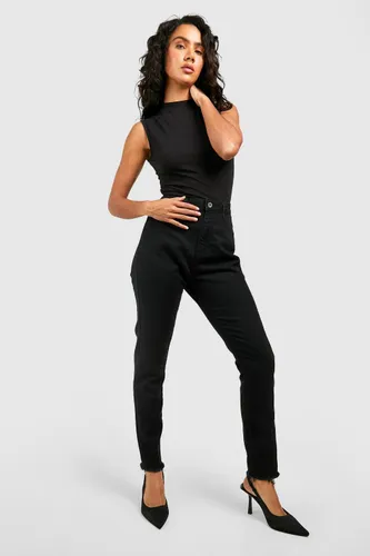 Womens Basics Frayed Hem Skinny Jeans - Black - 6, Black