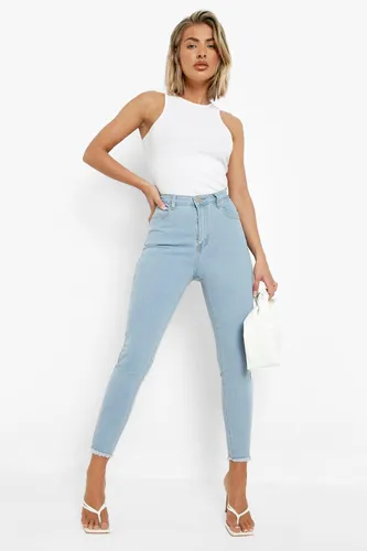 Womens Basics Frayed Hem Skinny Jeans - Blue - 8, Blue
