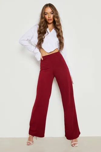 Womens Basics High Waisted Crepe Wide Leg Trousers - Red - 8, Red