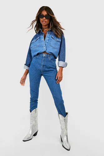 Womens Basics High Waisted Disco Skinny Jeans - Blue - 6, Blue