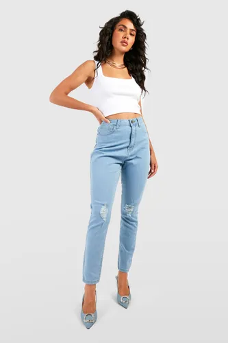 Womens Basics High Waisted Ripped Skinny Jeans - White - 6, White