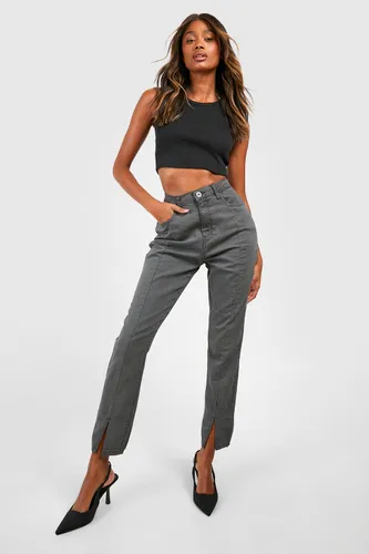 Womens Basics High Waisted Split Hem Skinny Jeans - Grey - 6, Grey