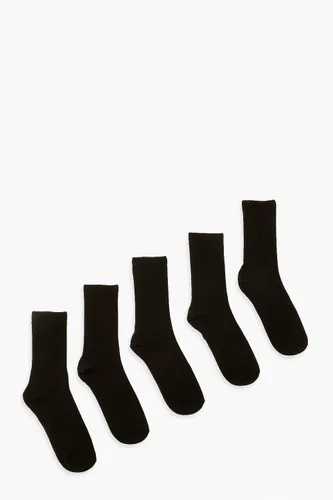 Womens Black Sports Socks 5 Pack - One Size, Black