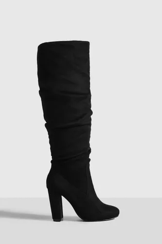 Womens Block Heel Knee High Boots - Black - 5, Black