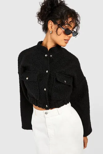 Womens Boucle Pocket Detail Jacket - Black - 10, Black
