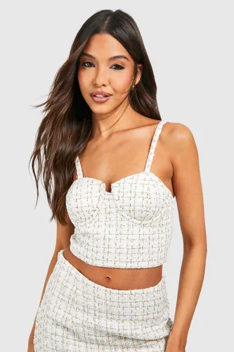 Womens Boucle Sweetheart Cupped Bralette - White - 10, White