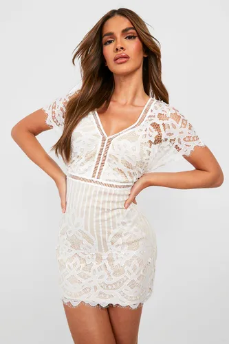 Womens Boutique All Over Lace Bodycon Dress - White - 10, White