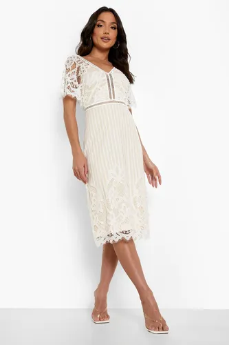 Womens Boutique All Over Lace Bodycon Midi Dress - White - 8, White