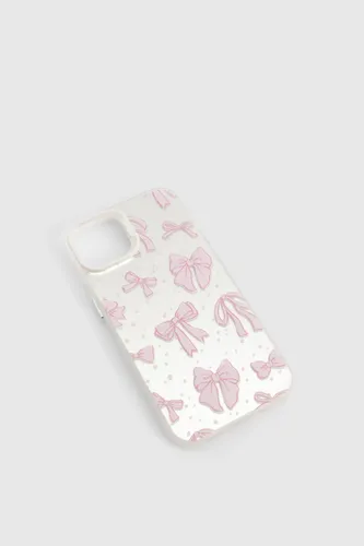 Womens Bow Patterned Phone Case - Pink - Iphone 11, Pink
