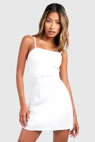 Womens Bow Waist Detail Micro Mini Dress - White - 6, White