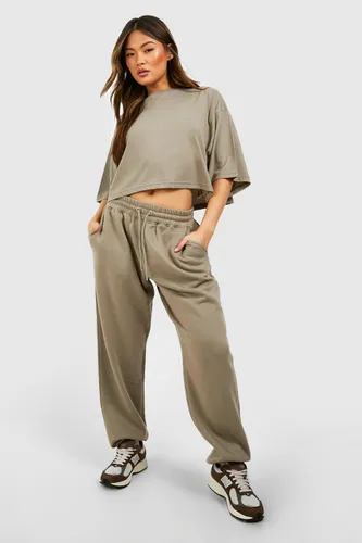 Womens Boxy Crop T-Shirt And Jogger Set - Grey - Xl, Grey
