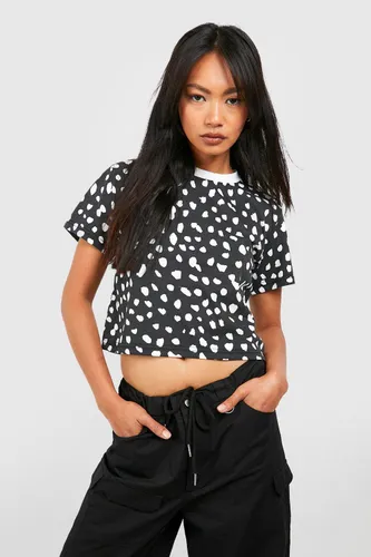 Womens Boxy Spot Cropped T-Shirt - Black - 6, Black